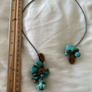 Necklace with chunks of real turquoise and tigers eye